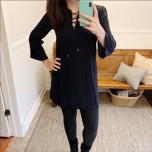 Massimo Dutti | Navy Crepe Lace Up Dress/Tunic